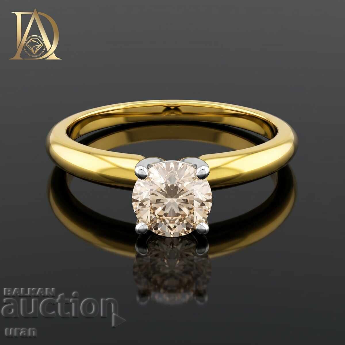 Inel de aur nou cu diamant natural de 0,56 ct