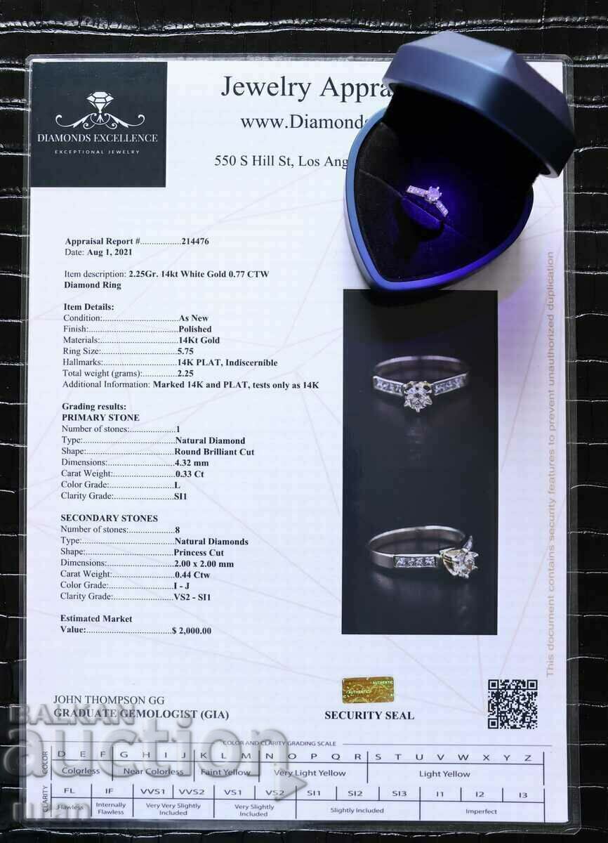 Livrarea Inel de aur nou cu diamante naturale de 0,77 ct