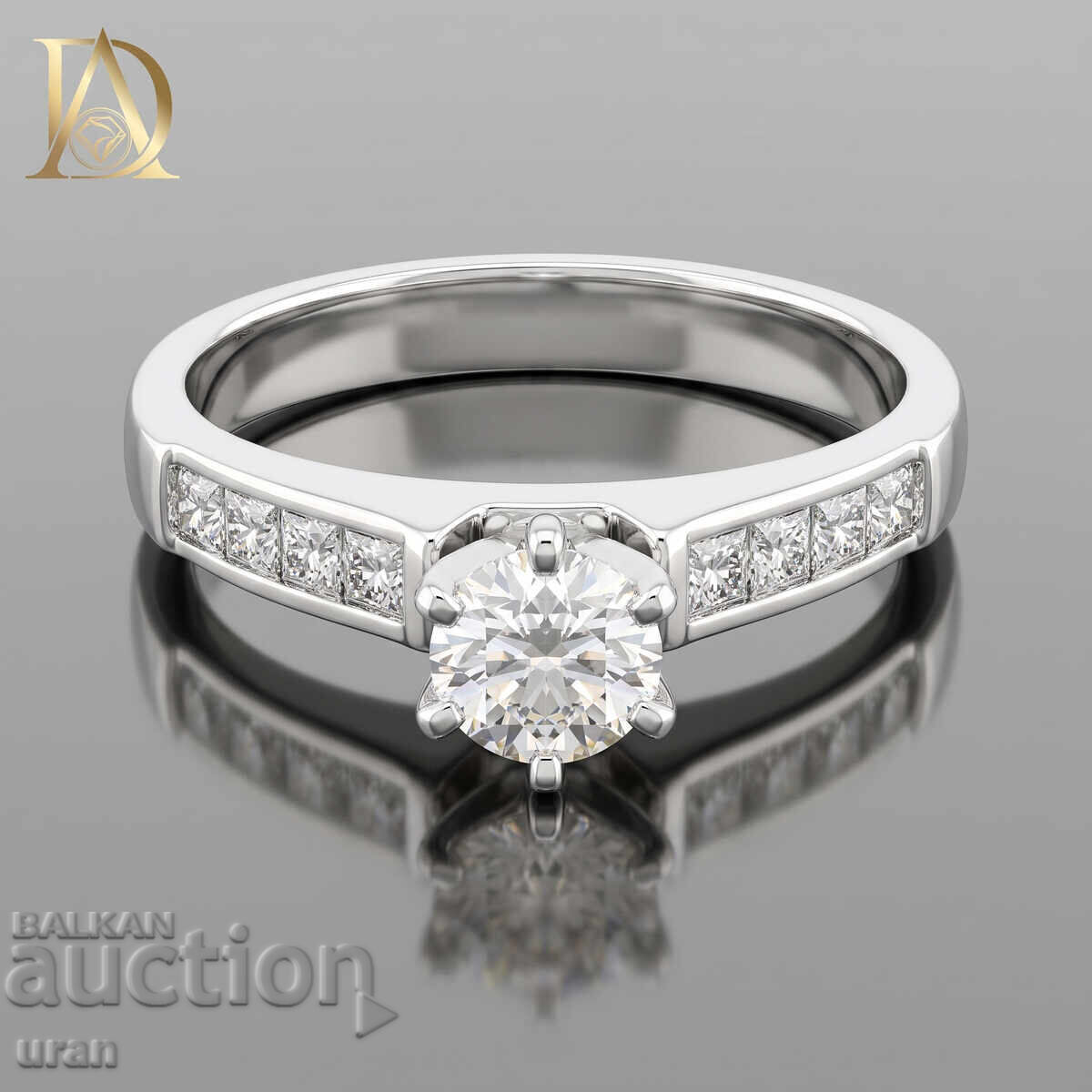 Inel de aur nou cu diamante naturale de 0,77 ct