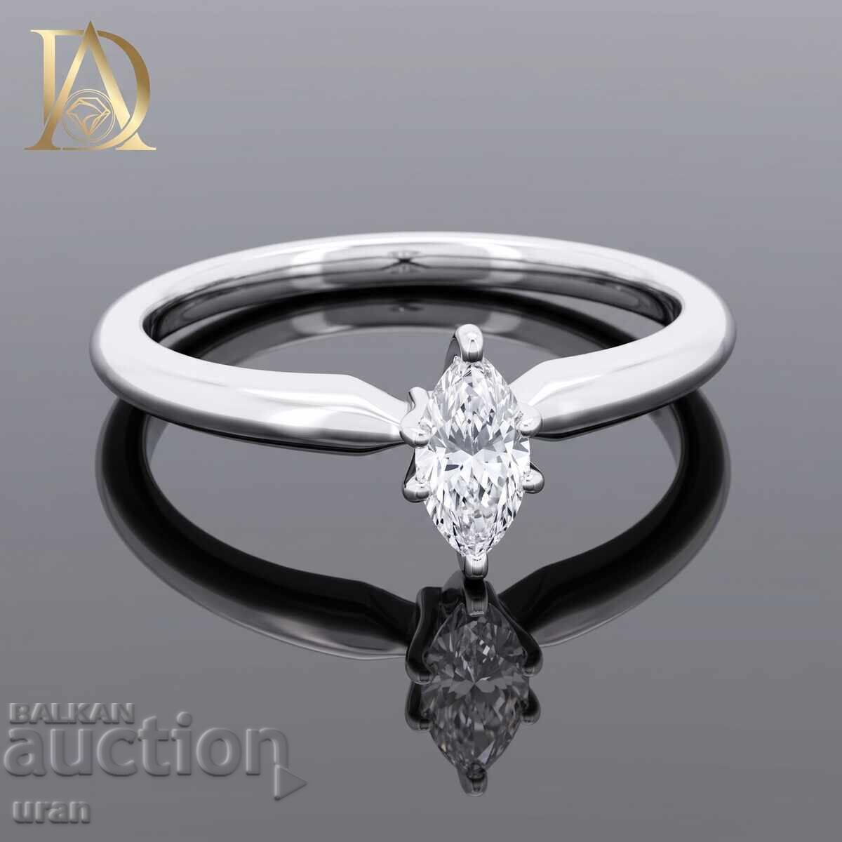 Inel de aur nou cu diamant natural de 0,20 ct