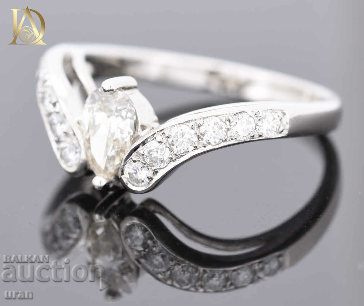 Licitație Inel de aur nou cu diamante naturale de 0,86 ct