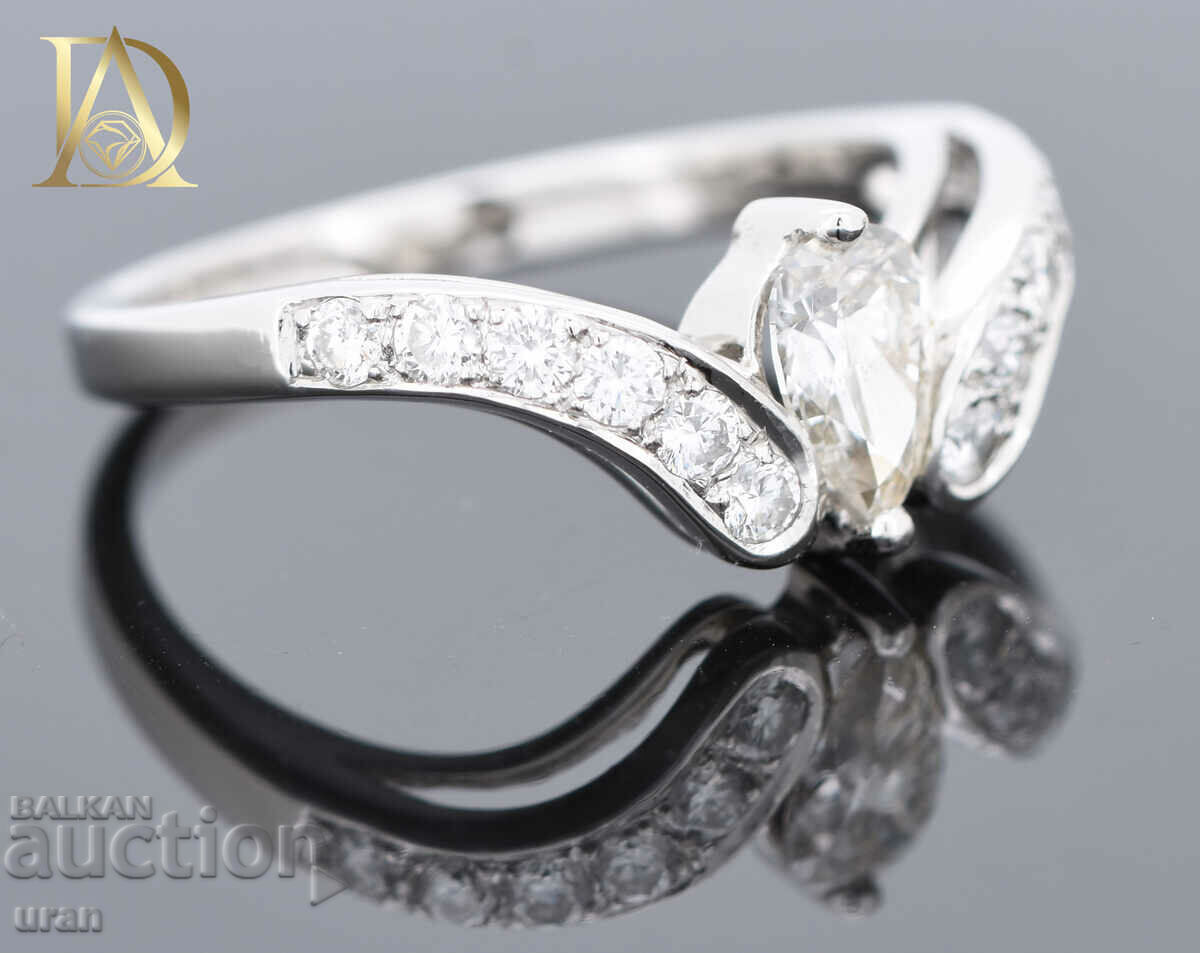 Livrarea Inel de aur nou cu diamante naturale de 0,86 ct