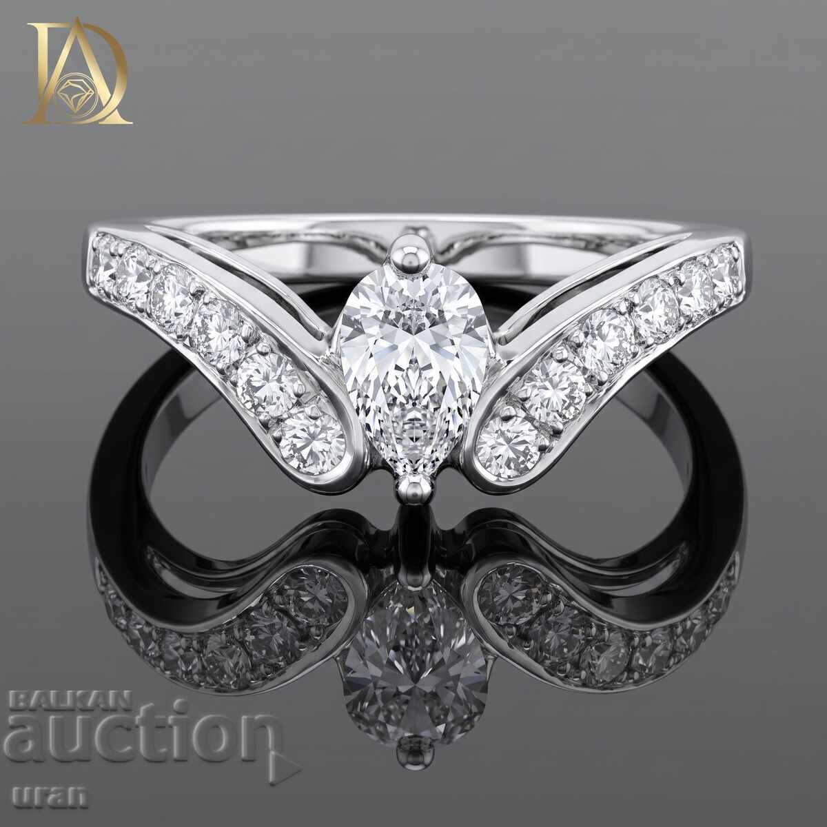 Inel de aur nou cu diamante naturale de 0,86 ct