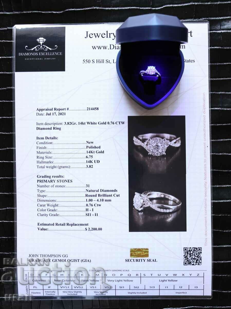 Νέο χρυσό δαχτυλίδι με φυσικά διαμάντια 0,76 καρατίων - 6 Νέο χρυσό δαχτυλίδι με φυσικά διαμάντια 0,76 καρατίων - 6