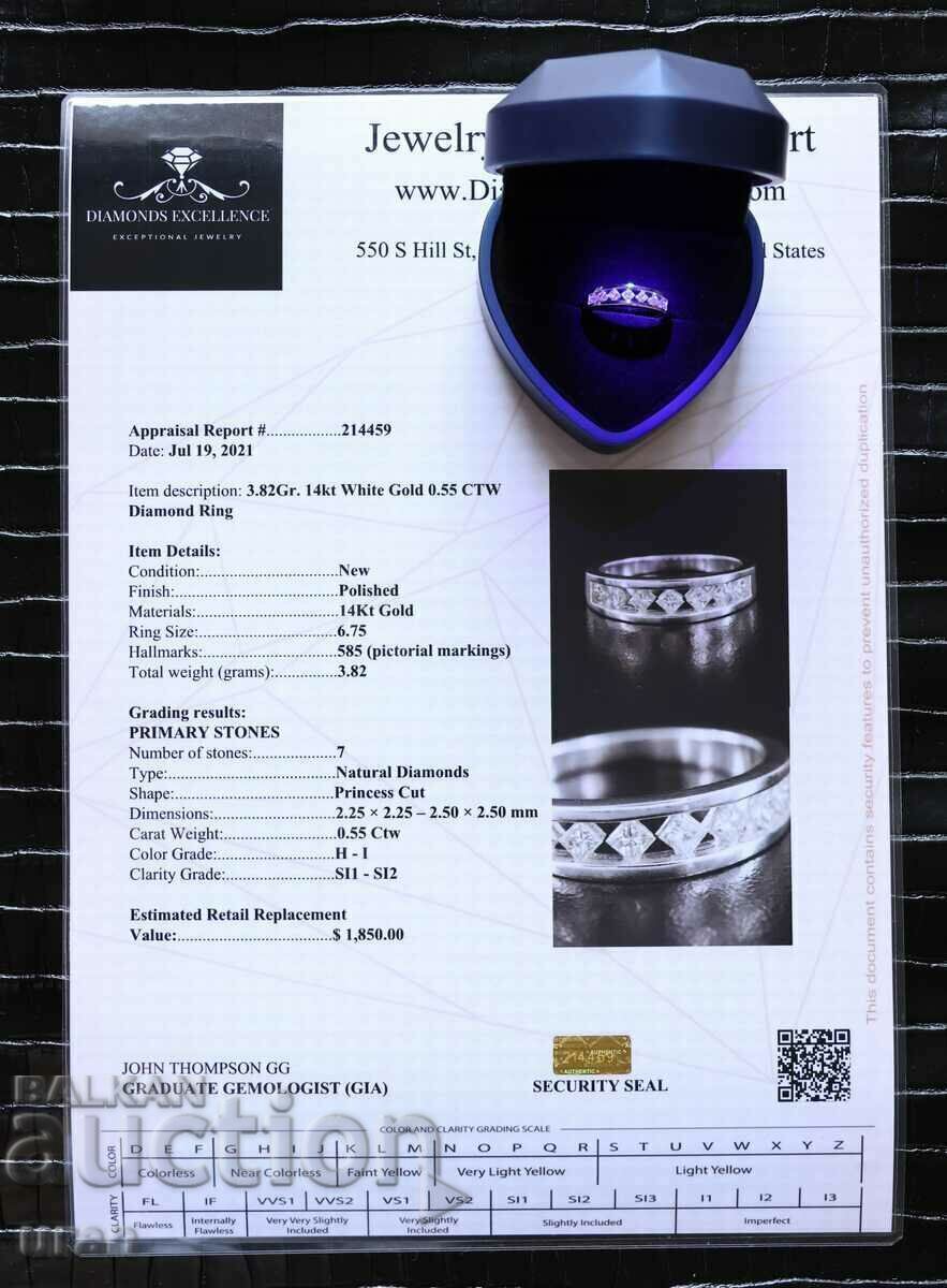 Livrarea Inel de aur nou cu diamante naturale de 0,55 ct