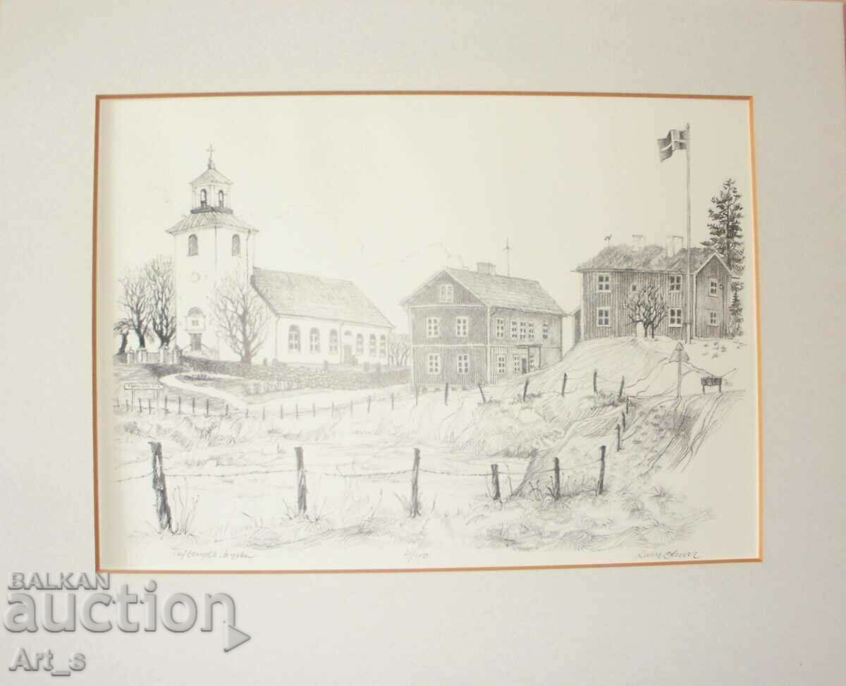 A framed lithograph by the Swedish artist Lasse Olsson with price 19.99 BGN | € 10.22 A framed lithograph by the Swedish artist Lasse Olsson with price 19.99 BGN | € 10.22