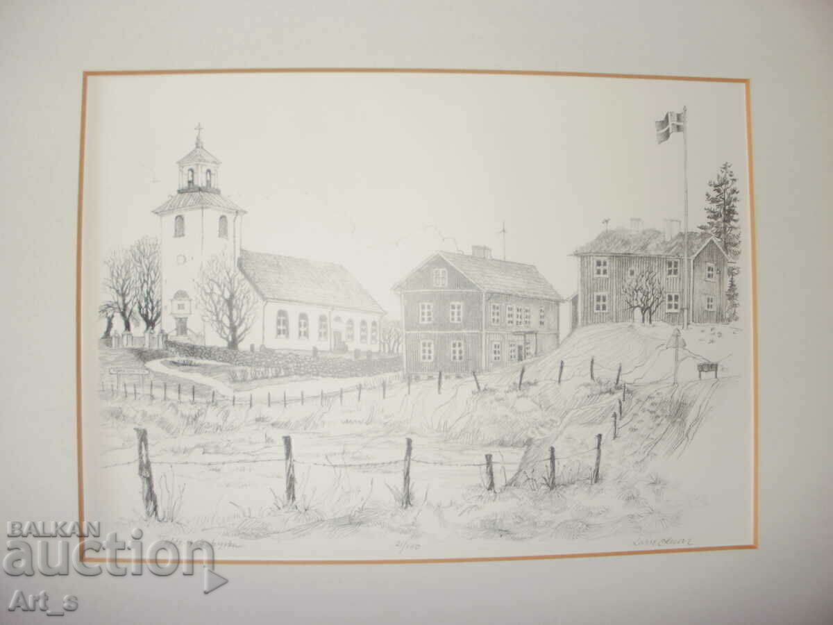 Auction A framed lithograph by the Swedish artist Lasse Olsson Auction A framed lithograph by the Swedish artist Lasse Olsson