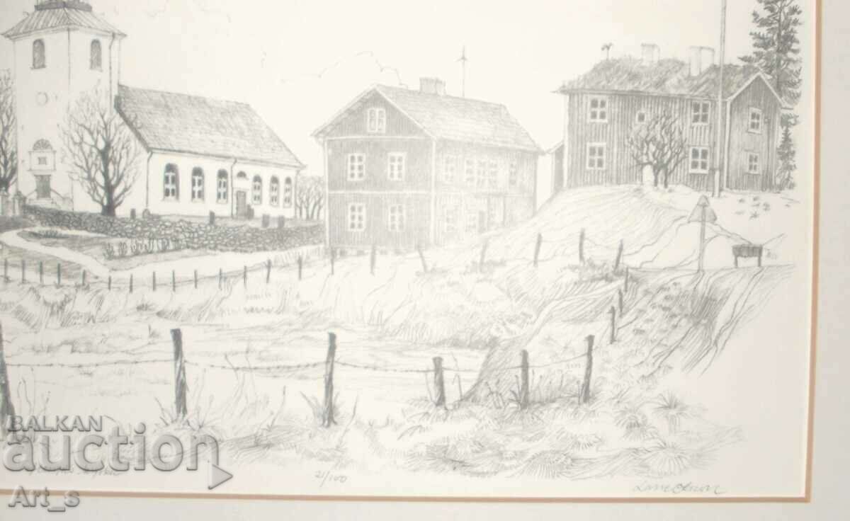 Delivery of A framed lithograph by the Swedish artist Lasse Olsson Delivery of A framed lithograph by the Swedish artist Lasse Olsson