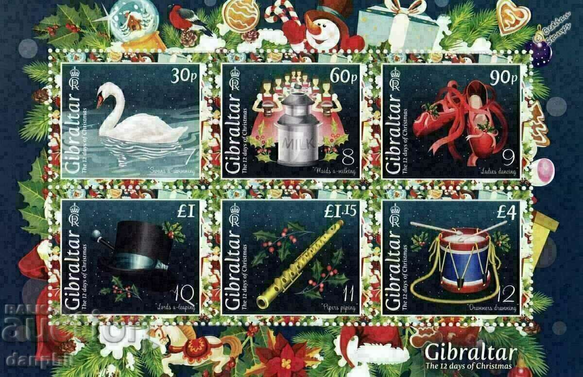 Gibraltar 2022 Small sheet "12 days of Christmas" /7-12/, clean