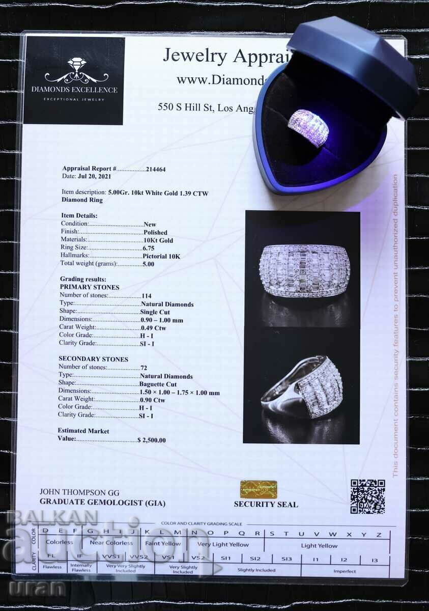 New Gold Ring with 1.39ct Natural Diamonds - 6