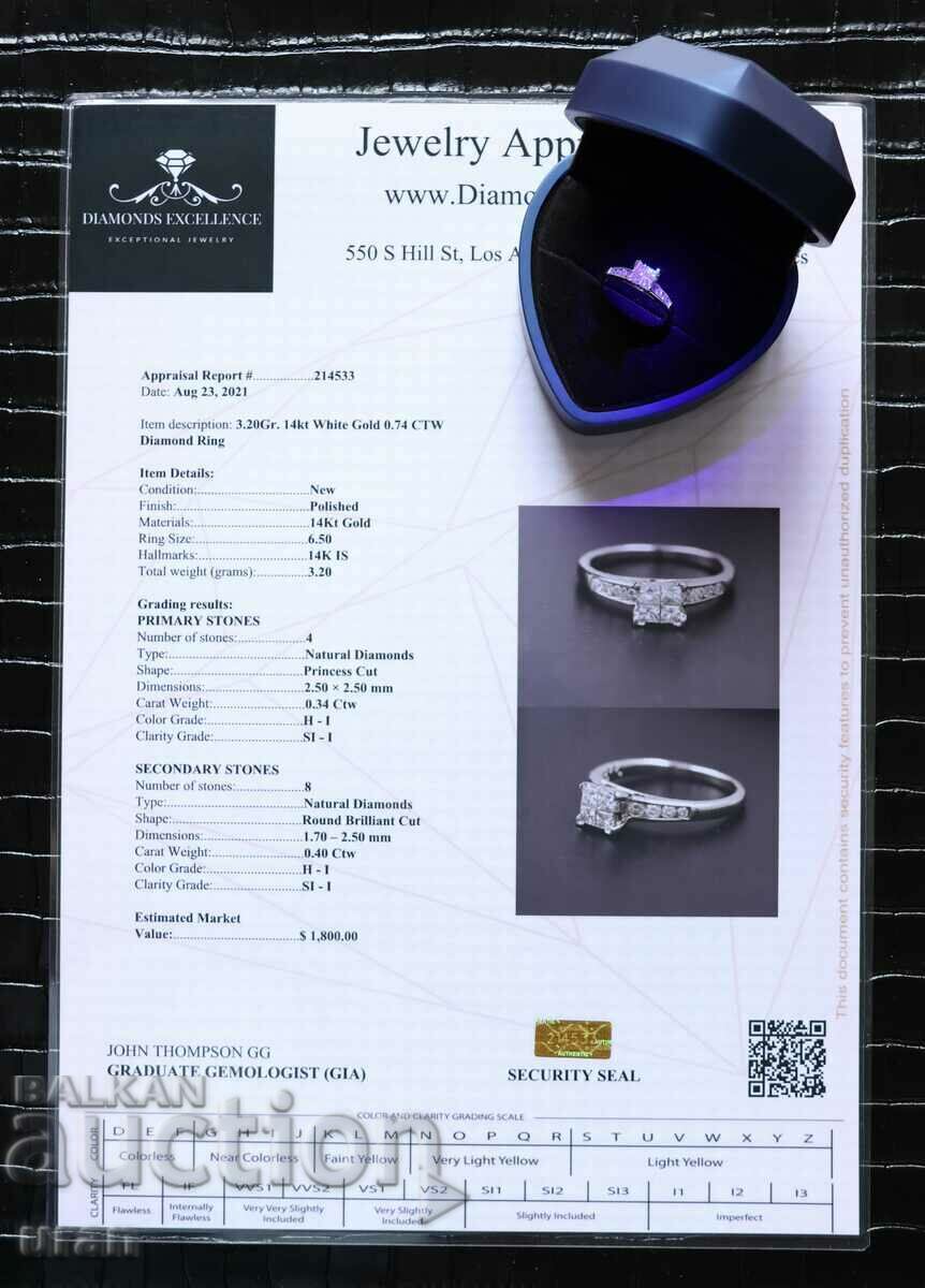 New Gold Ring with 0.74ct Natural Diamonds - 6