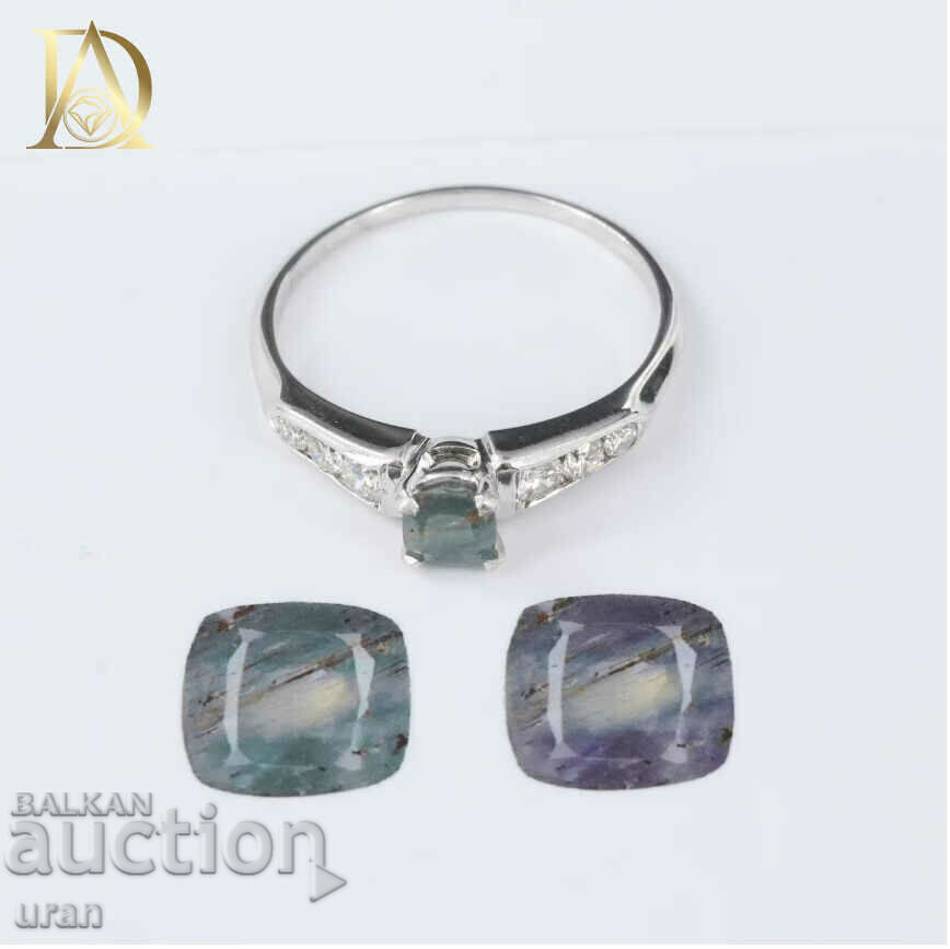 New Gold Ring with Natural Alexandrite and Diamonds - 6