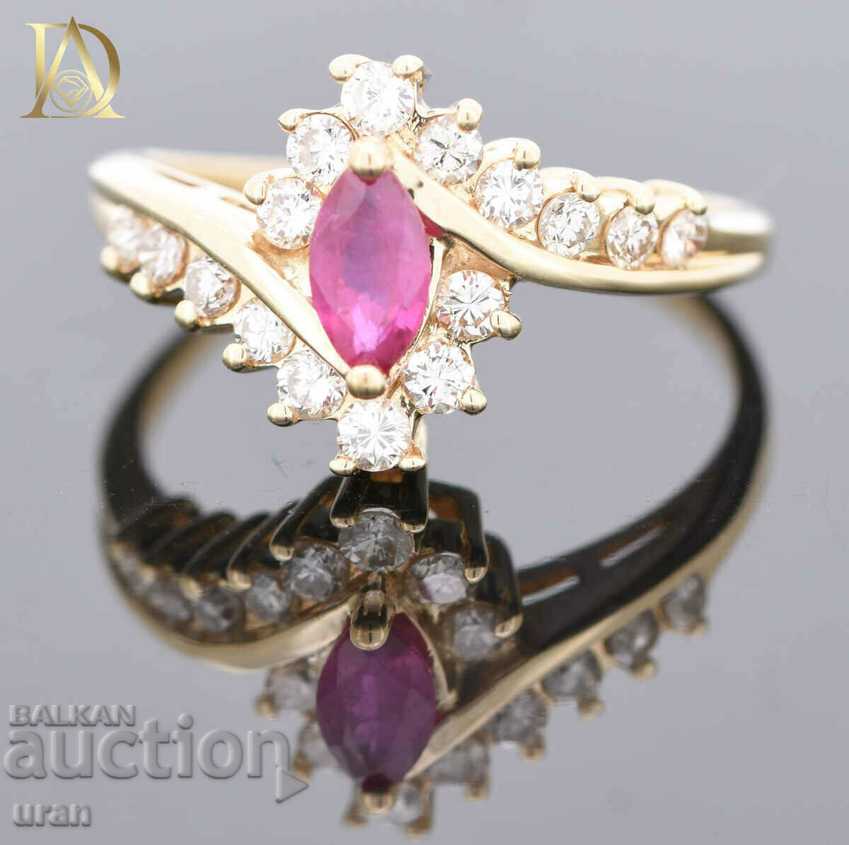 New Gold Ring with Natural Ruby and Natural Diamonds with price 1500.00 BGN | € 766.94 New Gold Ring with Natural Ruby and Natural Diamonds with price 1500.00 BGN | € 766.94