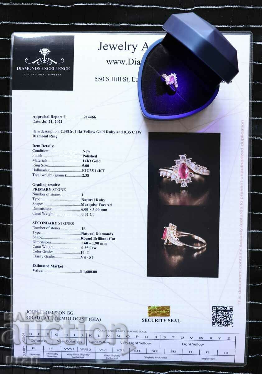 New Gold Ring with Natural Ruby and Natural Diamonds - 6 New Gold Ring with Natural Ruby and Natural Diamonds - 6