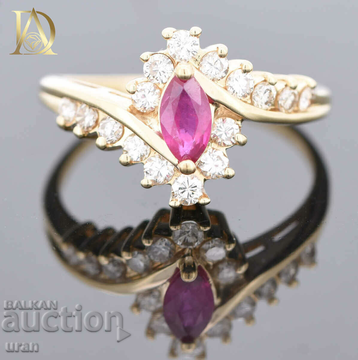 New Gold Ring with Natural Ruby and Natural Diamonds