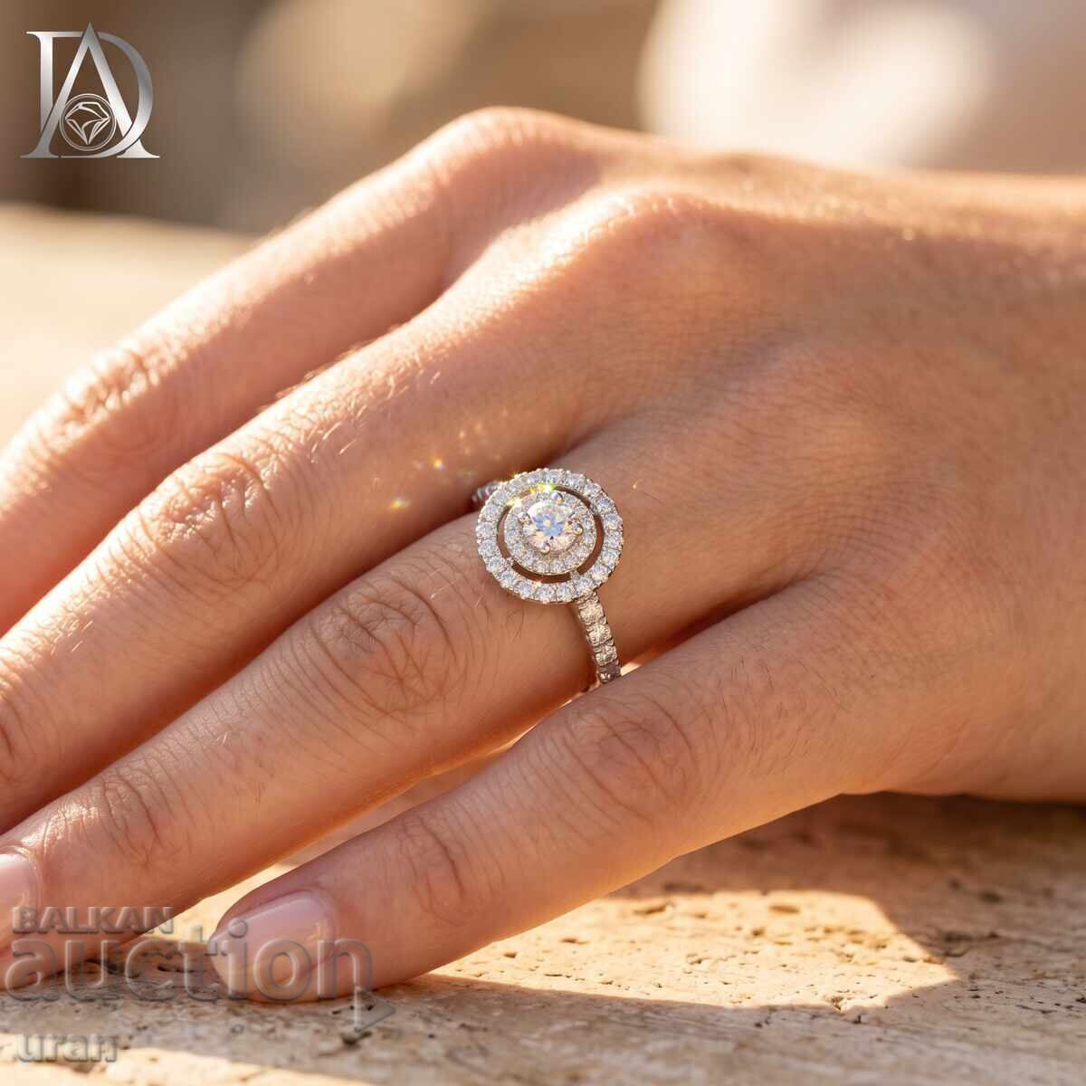 Livrarea Inel de aur nou cu diamante naturale de 0,78 ct