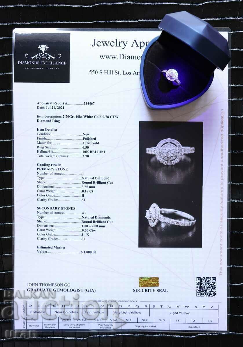 Inel de aur nou cu diamante naturale de 0,78 ct - 5