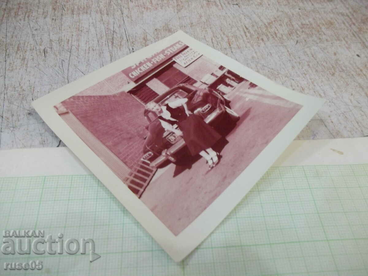 Auction Old photo of a woman in front of the car in America - 1 Auction Old photo of a woman in front of the car in America - 1