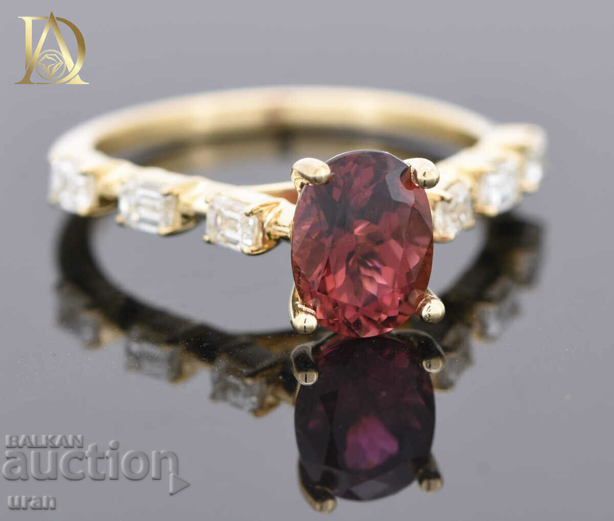 Νέο χρυσό δαχτυλίδι με φυσική τουρμαλίνη και διαμάντια με τιμή € 1500.00 | 2933.75 BGN