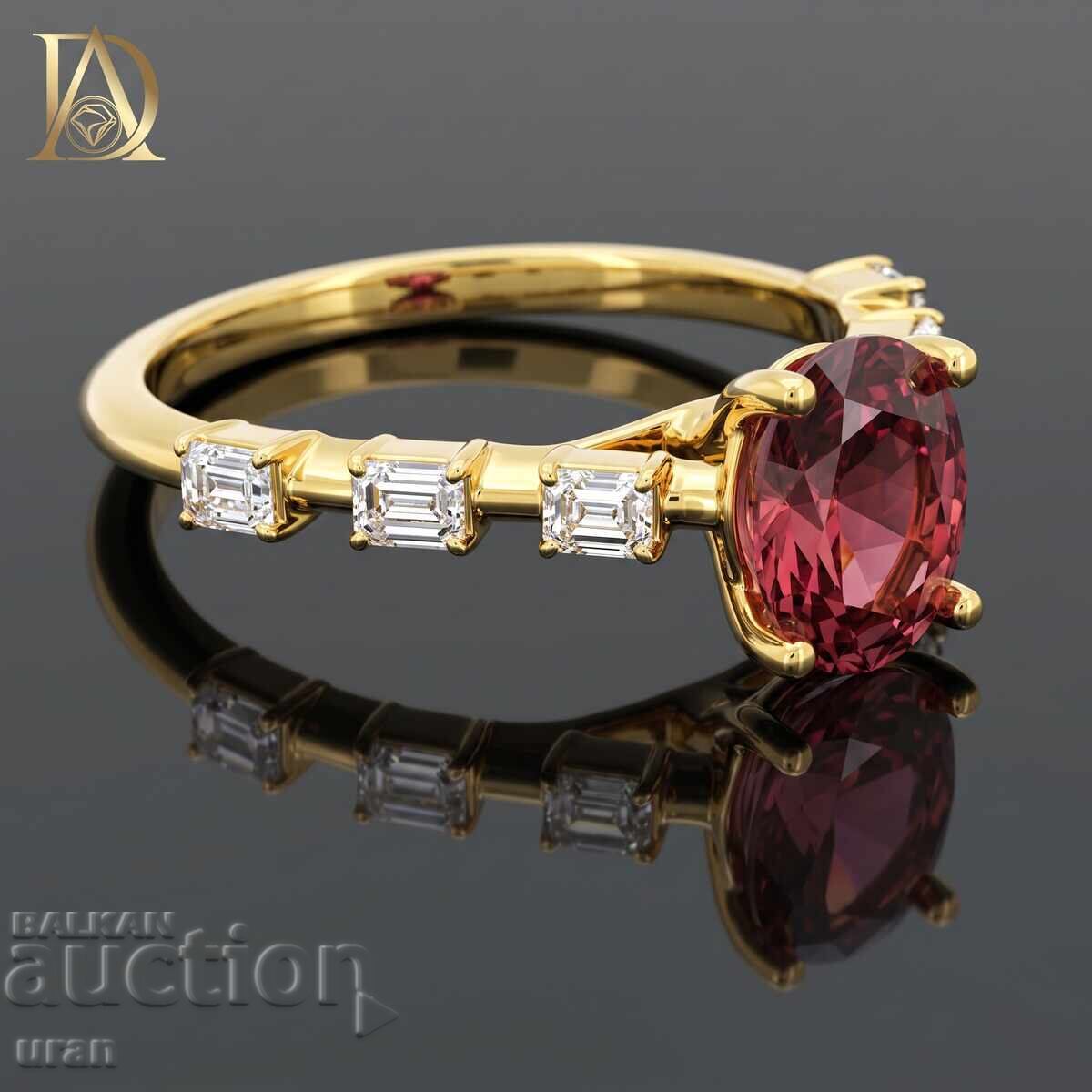 Inel nou de aur cu turmalina naturala si diamante cu preț € 1500.00 | 2933.76 BGN