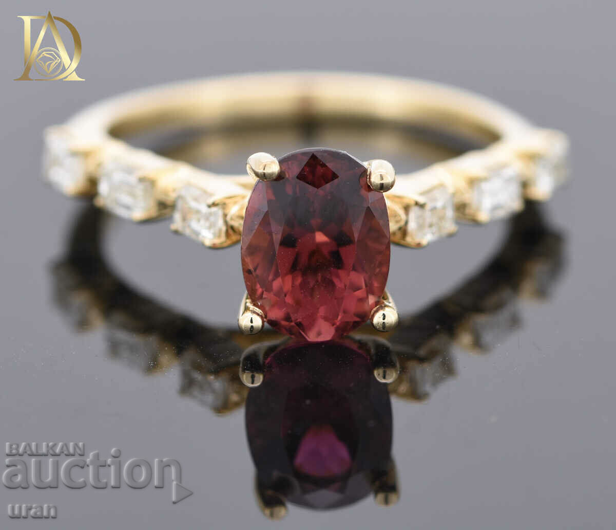 New Gold Ring with Natural Tourmaline and Diamonds