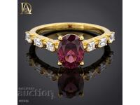 New Gold Ring with Natural Tourmaline and Diamonds