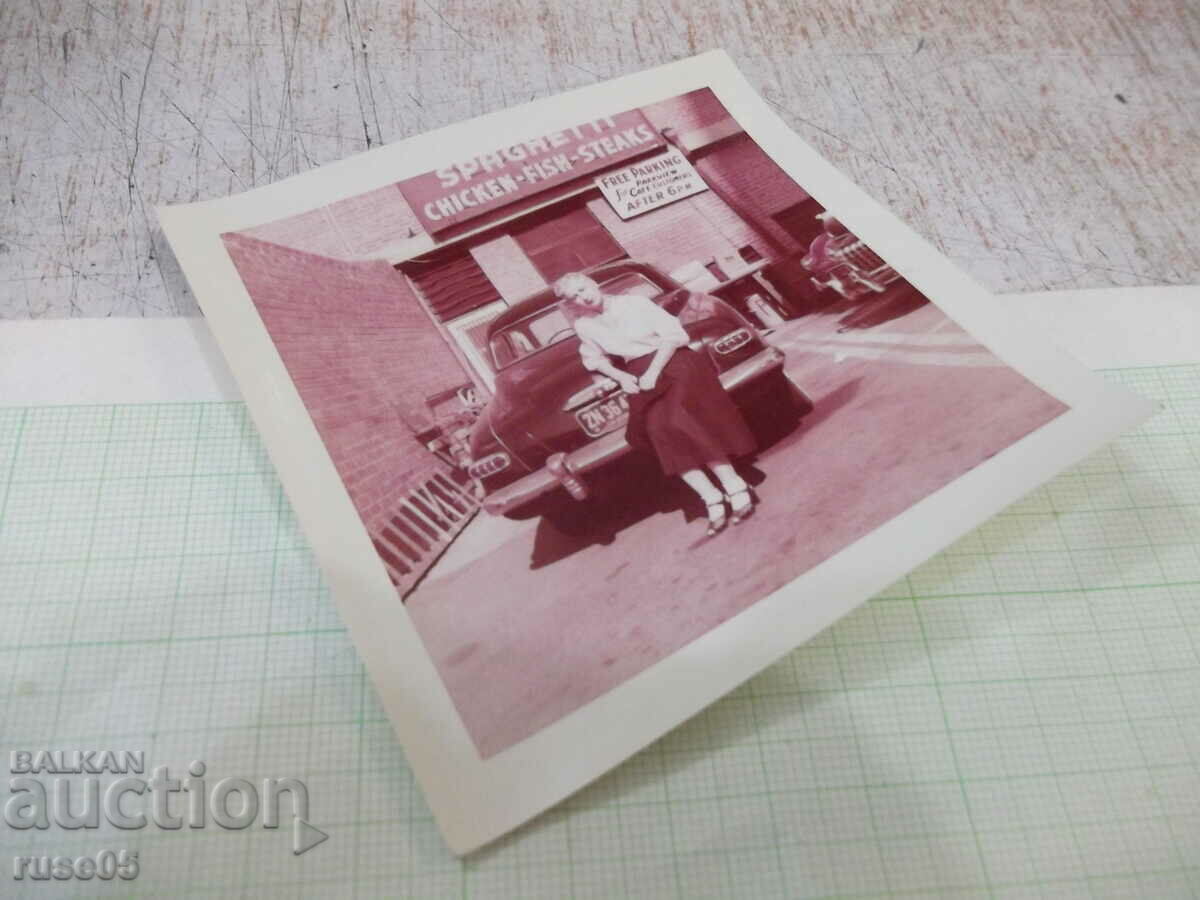 Auction Old photo of a woman in front of the car in America - 2 Auction Old photo of a woman in front of the car in America - 2