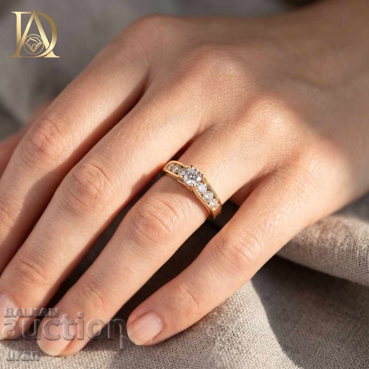 Livrarea Inel de aur nou cu diamante naturale de 0,93 ct