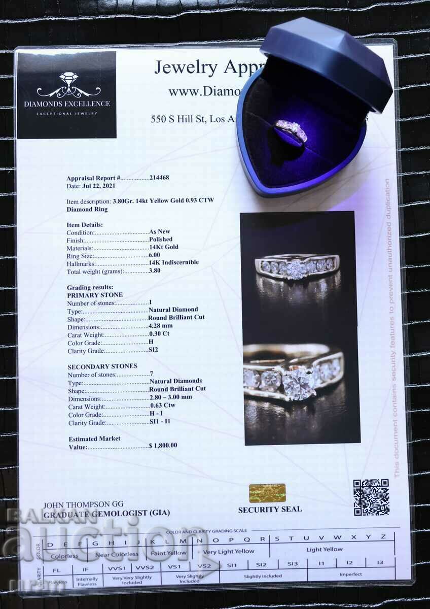 New Gold Ring with 0.93ct Natural Diamonds - 6