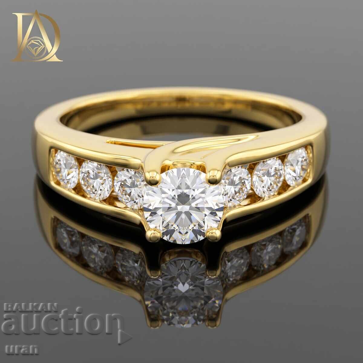 Inel de aur nou cu diamante naturale de 0,93 ct