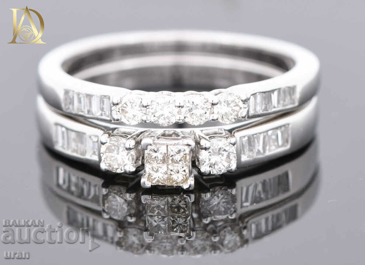 Нов Сет от Два Златни Пръстена с 0.55кт Естествени Брилянти