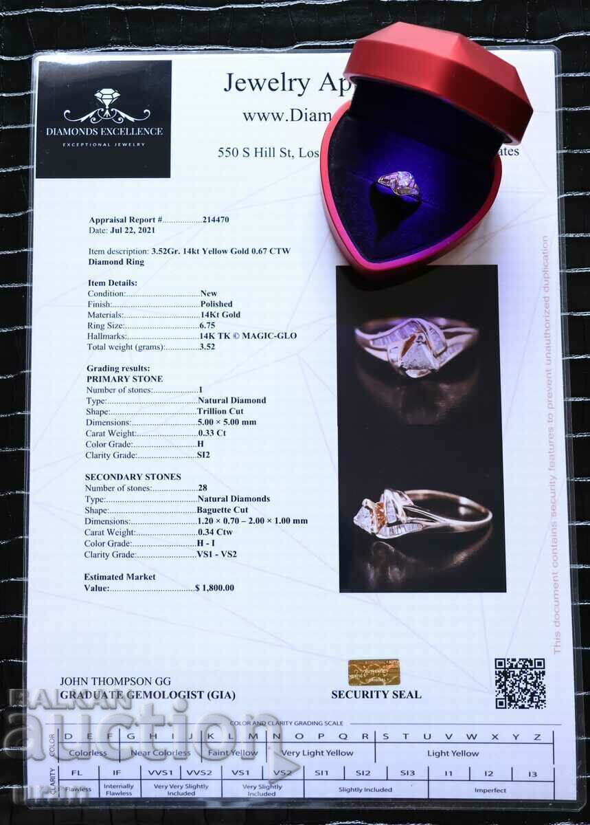 Inel de aur nou cu diamante naturale de 0,67 ct - 5 Inel de aur nou cu diamante naturale de 0,67 ct - 5