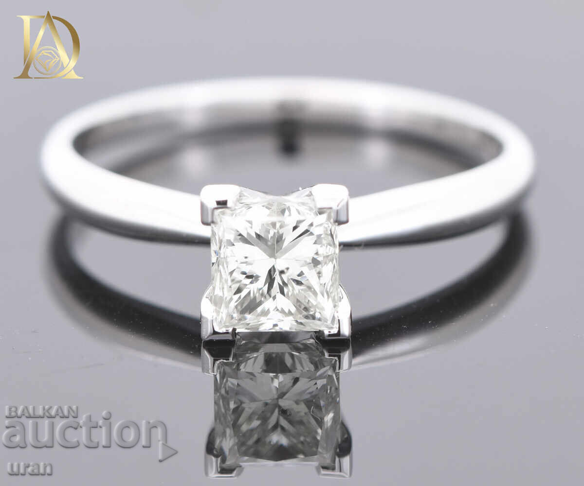 Inel de aur nou cu diamant natural de 0,86 ct