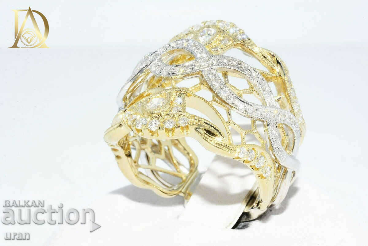 Нов Дизайнерски Златен Пръстен с 1.40кт Естествени Диаманти - 6 Нов Дизайнерски Златен Пръстен с 1.40кт Естествени Диаманти - 6