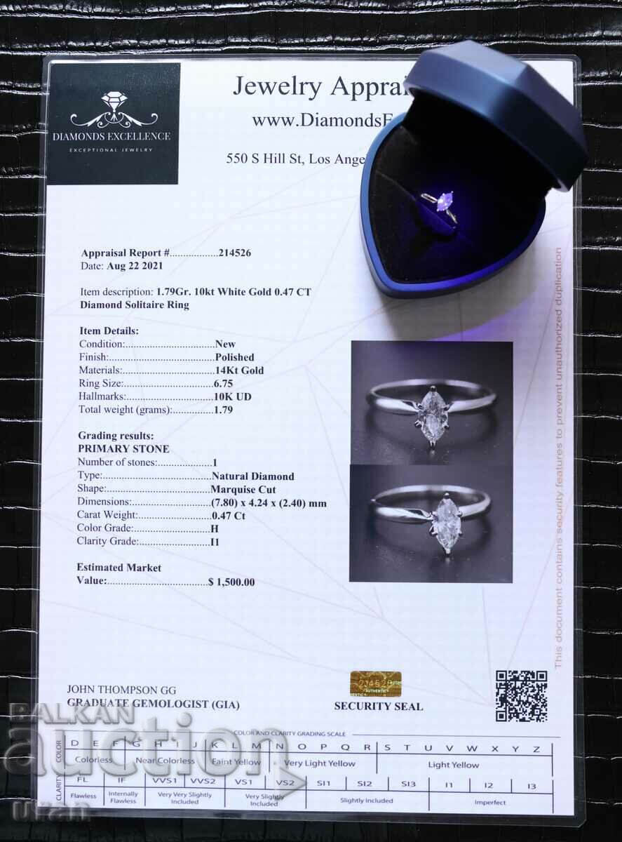 New Gold Ring with 0.47ct Natural Diamond - 6 New Gold Ring with 0.47ct Natural Diamond - 6