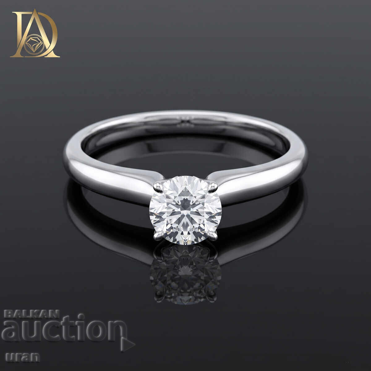 Inel de aur nou cu diamant natural de 0,46 ct