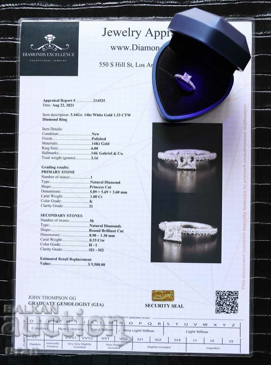 Livrarea Inel de aur nou cu diamante naturale de 1,33 ct
