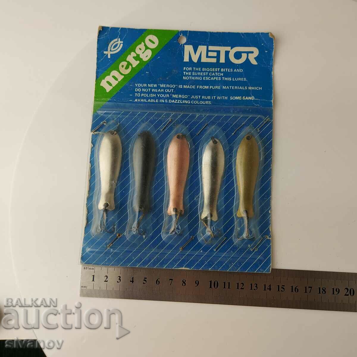 Old Set of 5 Mergo Metor Fishing Lures New #5664 - 7 Old Set of 5 Mergo Metor Fishing Lures New #5664 - 7