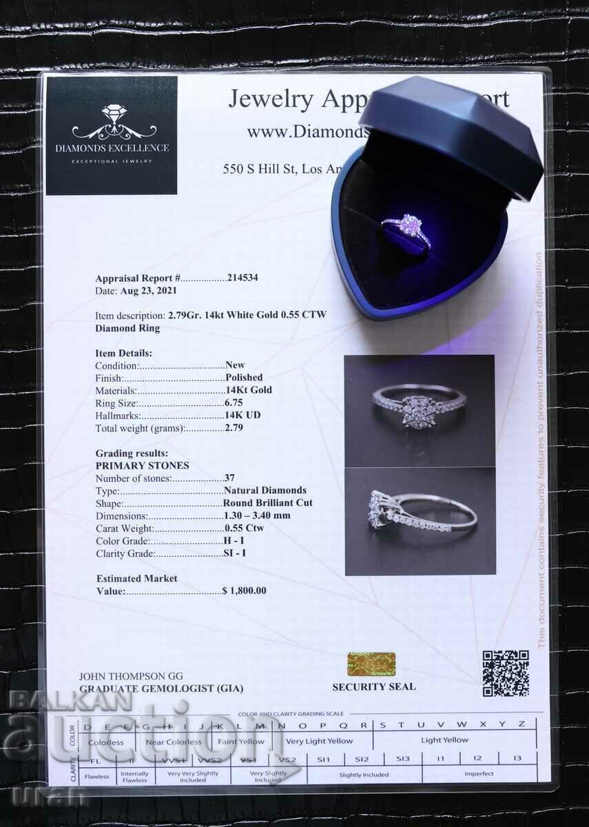 Livrarea Inel de aur nou cu diamante naturale de 0,55 ct
