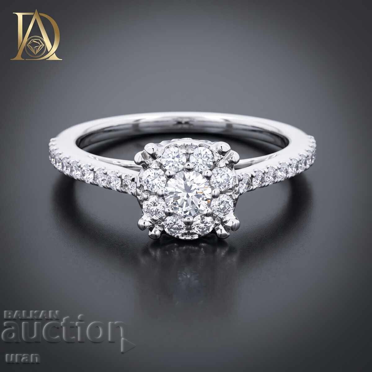 Inel de aur nou cu diamante naturale de 0,55 ct