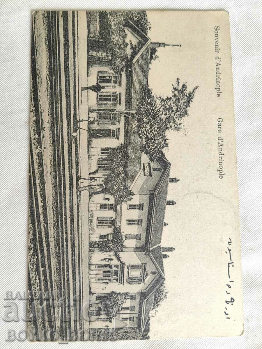 Old Postal Card Edirne Adrianople Station from 1920