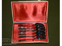 Set of six small silver-plated spoons