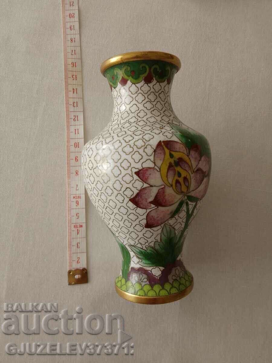 Cloisonne copper vase - cloisonne, cellular enamel. - 5