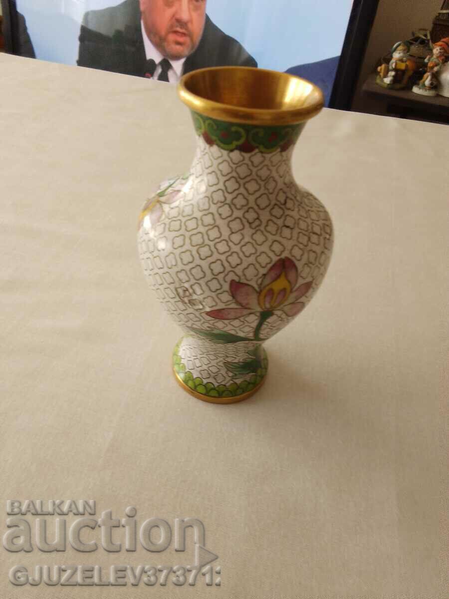 Cloisonne copper vase - cloisonne, cellular enamel. - 6