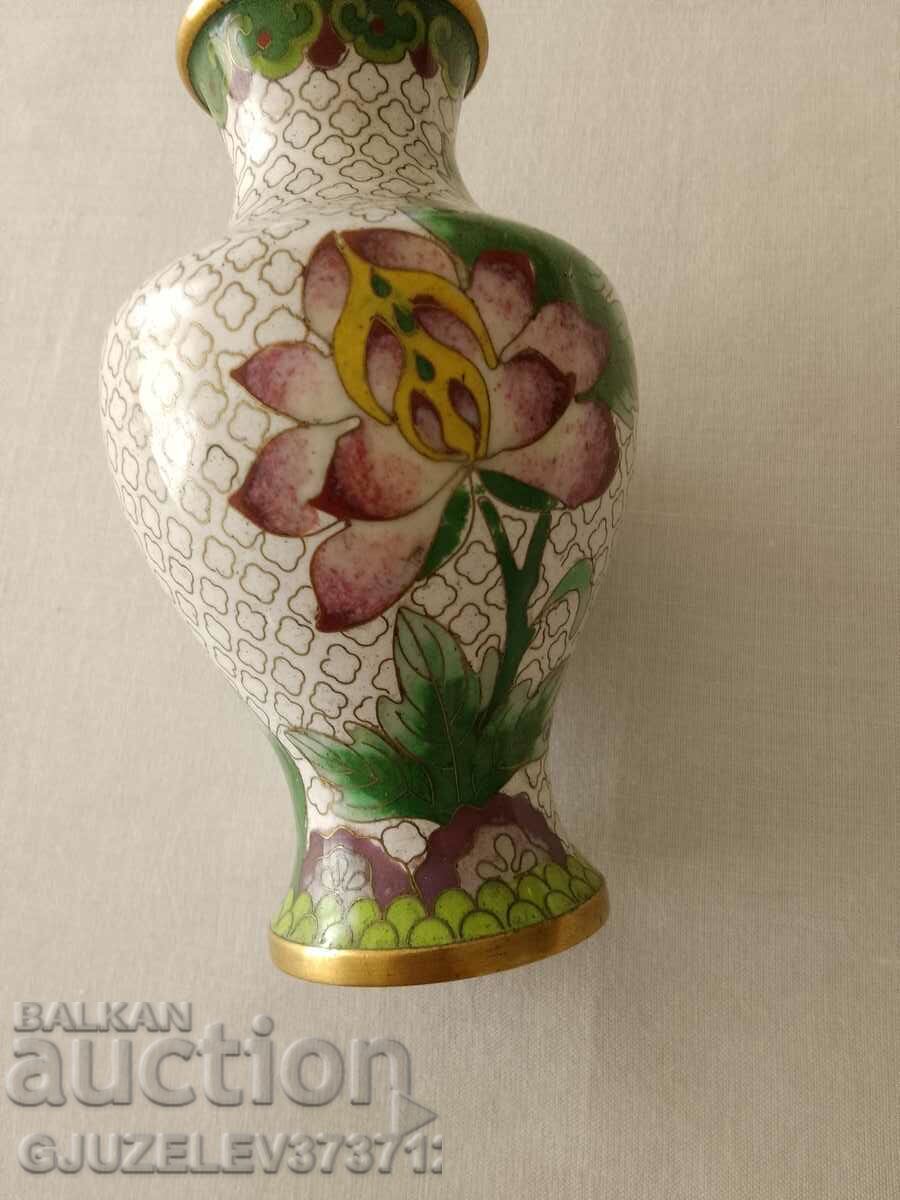 Cloisonne copper vase - cloisonne, cellular enamel.