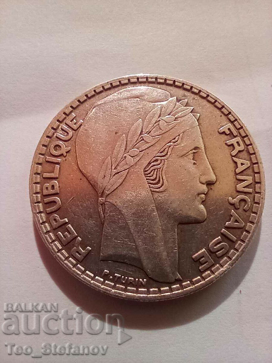 20 франка 1933 AU Франция сребро с цена € 37.00 | 72.37 лв.
