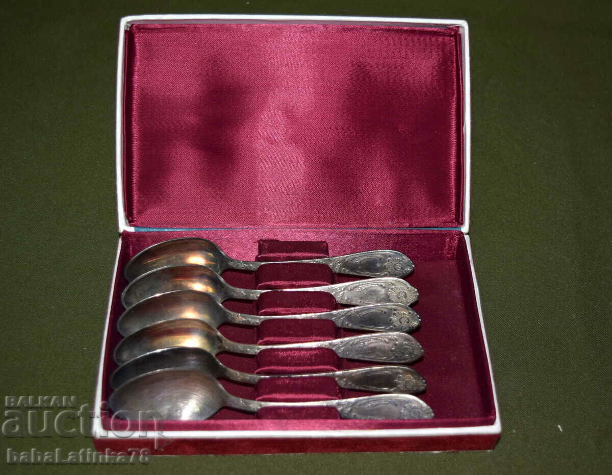 Set of six silver-plated spoons