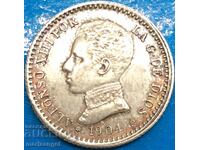 Spain 50 Cent 1904 Alfonso XIII Silver Patina