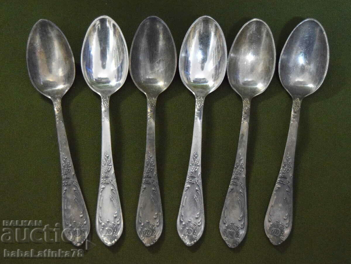 Set of six silver-plated spoons