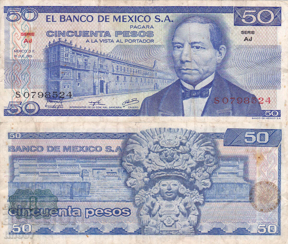 tino37- MEXICO - 50 PESOS -1973 - F